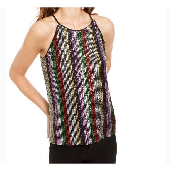 INC Rainbow Sequin Top Medium - Picture 1 of 11